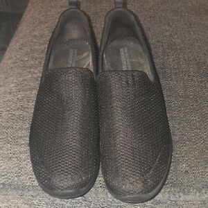 Skechers Black Knit Slip-On Casual Loafers